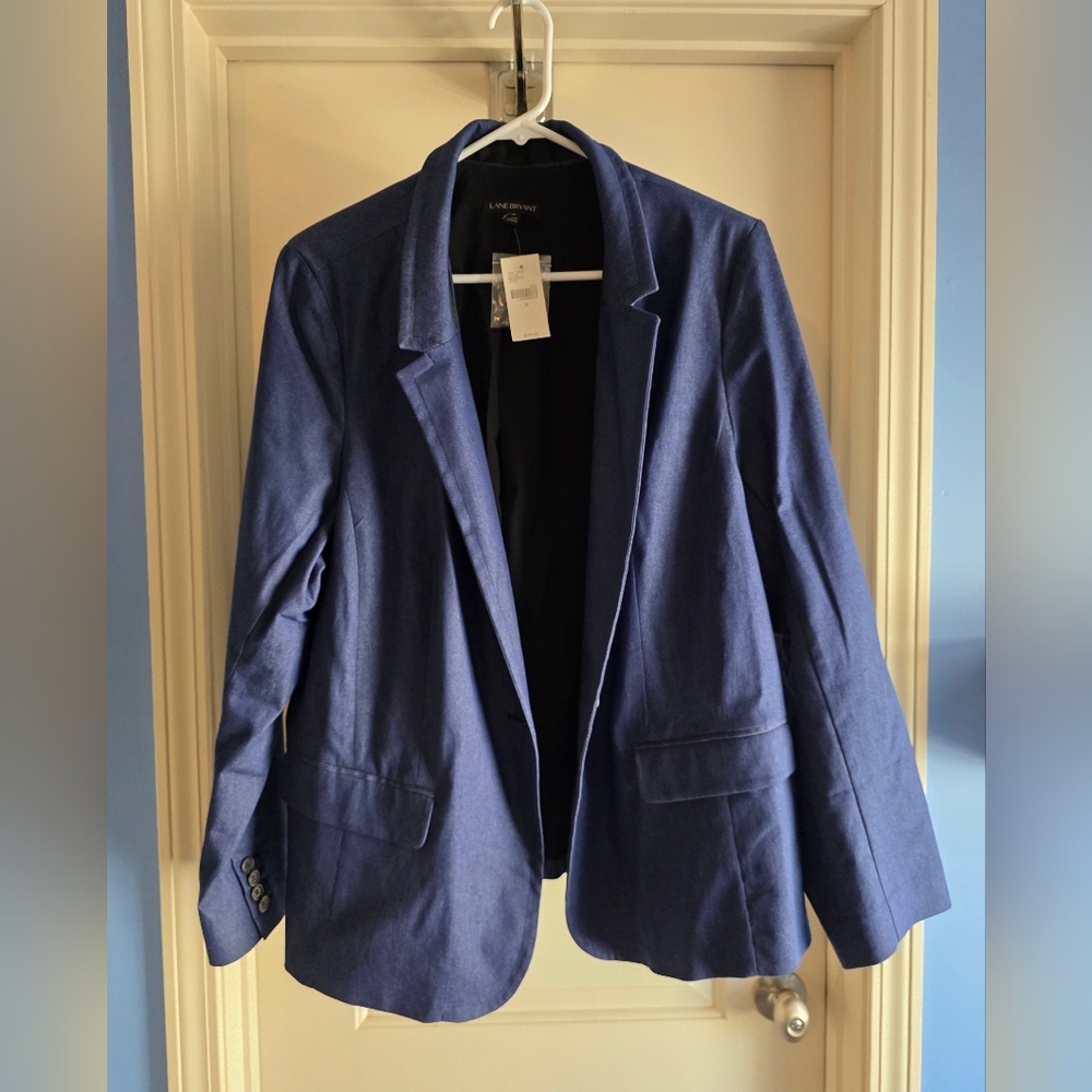 Lane Bryant Navy Blue Classic Blazer Dark Chambray
